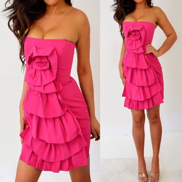 bcbg red and pink dress